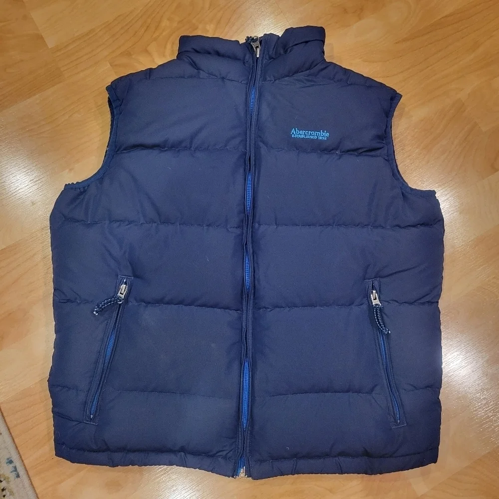 Abercrombie & Fitch Men's Down Puffer Vest Blue Size M